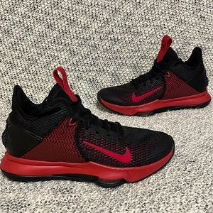 Red and black basketball sneakers
